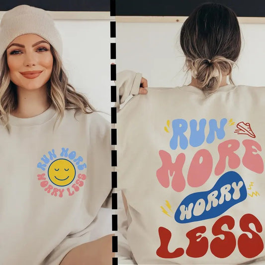 Run More Worry Less Sweatshirt Marathon Hoodie Runner Hoodie Gym Pump Cover Gift For Runner Runner Sweatshirt Run Hoodie Running Giftstyle{n002}2