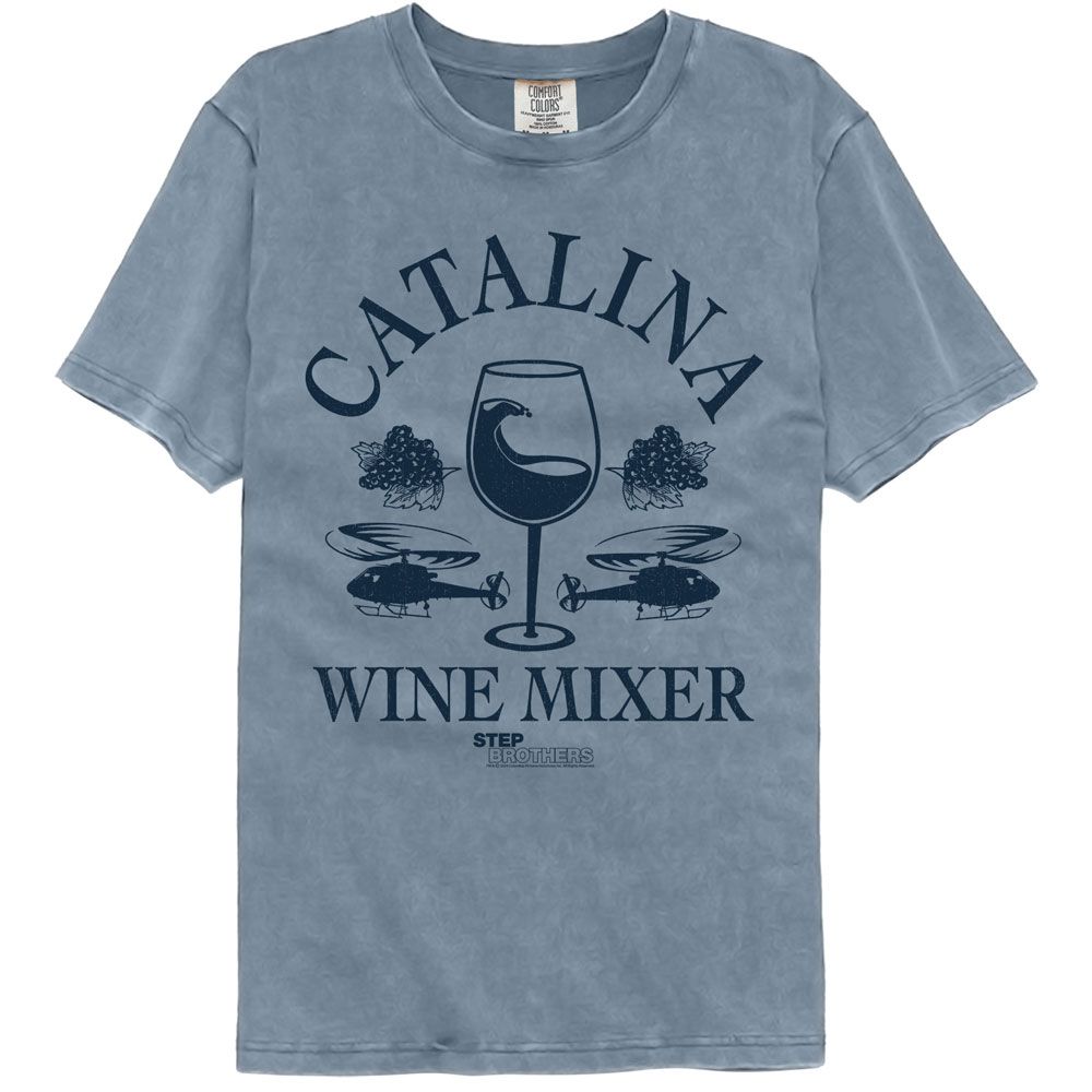 Step Brothers - Wine Mixer - American Classics - Solid Blue Adult Short Sleeve Comfort Color T-Shirt