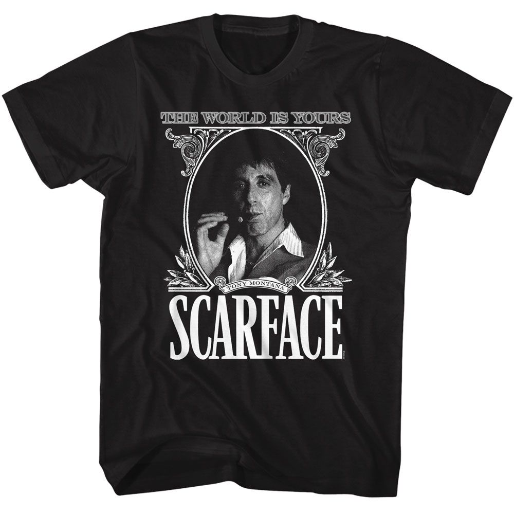 Scarface - World Is Mine Currency - American Classics - Solid Black Adult Short Sleeve T-Shirt
