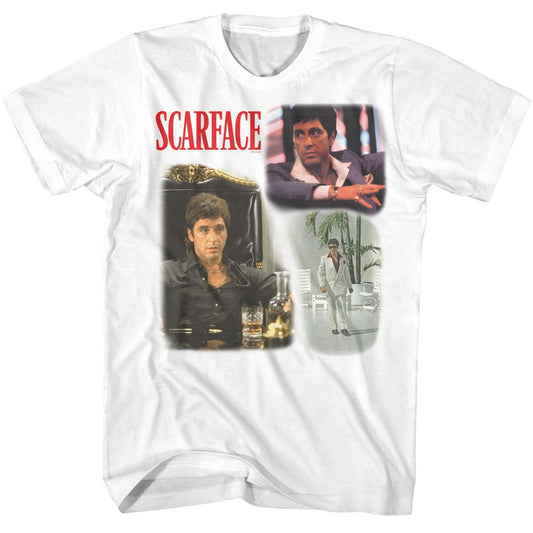 Scarface - World Is Yours Collage Color - American Classics - Solid White Adult Short Sleeve T-Shirt