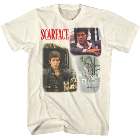 Scarface - World Is Yours Collage Color - American Classics - Solid Off-White Adult Short Sleeve T-Shirt