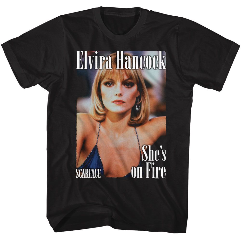 Scarface - Elvira Magazine Style - American Classics - Solid Black Adult Short Sleeve T-Shirt