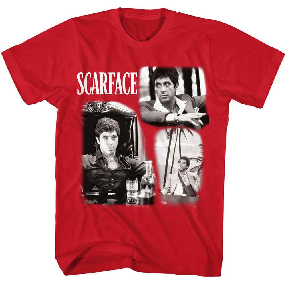 Scarface - World Is Yours Collage - American Classics - Solid Red Adult Short Sleeve T-Shirt