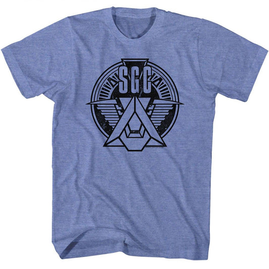 Stargate - SGC Emblem - American Classics - Heather Blue Adult Short Sleeve T-Shirt