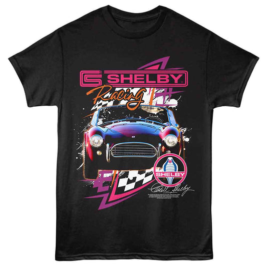 Carroll Shelby - Graffiti Racing - American Classics - Front Print Black Adult Short Sleeve T-Shirt