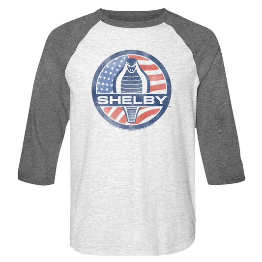 Carroll Shelby - Flag Logo - 3/4 Sleeve - Heather - Adult - Raglan Shirt