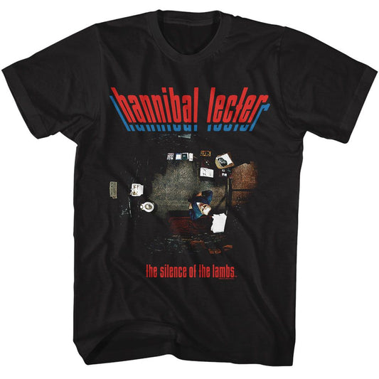 Silence Of The Lambs - Hannibal Cell - American Classics - Solid Black Adult Short Sleeve T-Shirt
