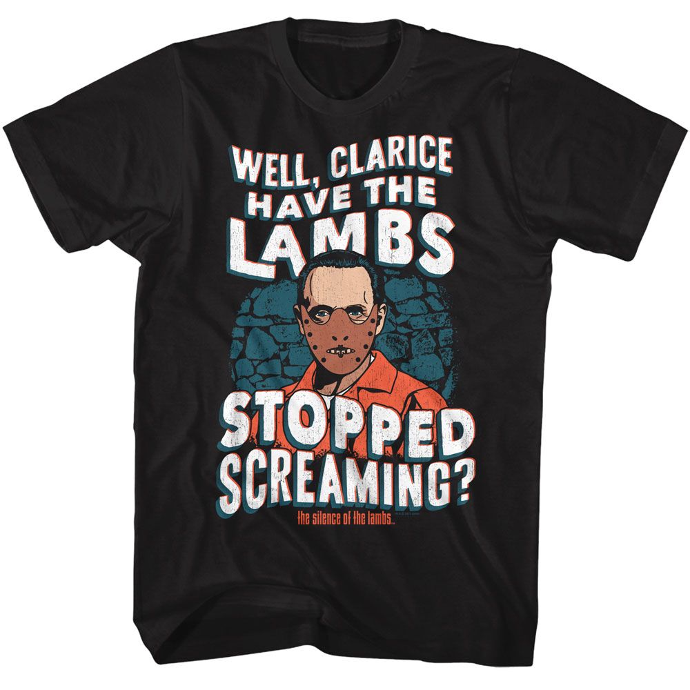Silence Of The Lambs - Wavy Lambs Text - American Classics - Solid Black Adult Short Sleeve T-Shirt