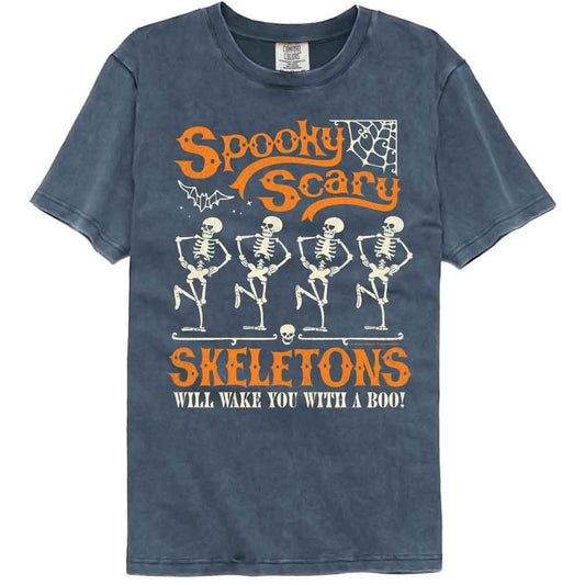 Spooky Scary Skeletons - Sss Funky Decorative - American Classics - Blue Solid Adult Short Sleeve Comfort Color T-Shirt