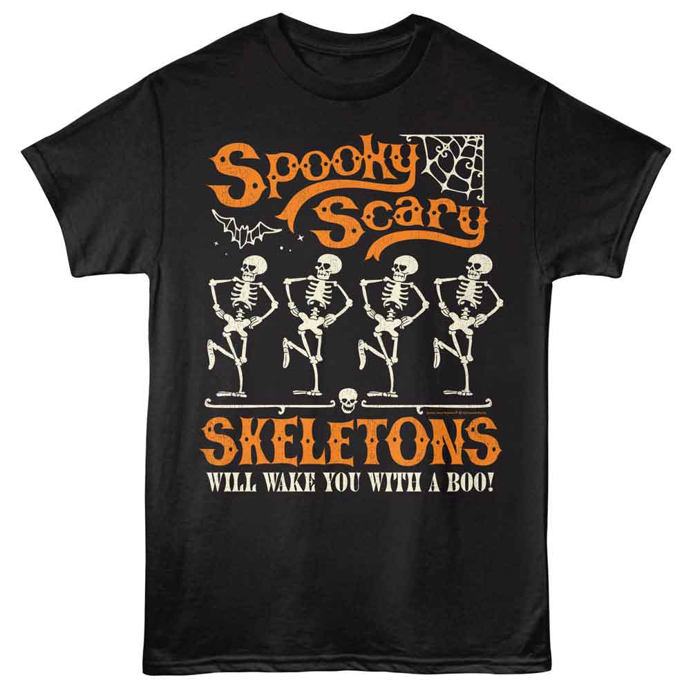 Spooky Scary Skeletons - Funky Decorative - American Classics - Front Print Black Adult Short Sleeve T-Shirt