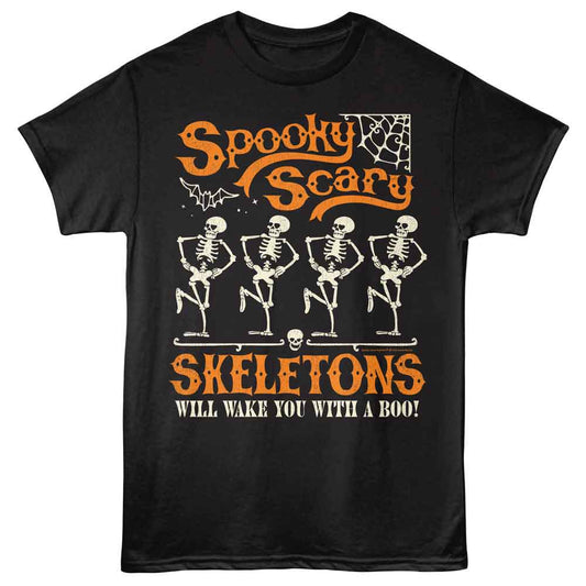 Spooky Scary Skeletons - Funky Decorative - American Classics - Front Print Black Adult Short Sleeve T-Shirt