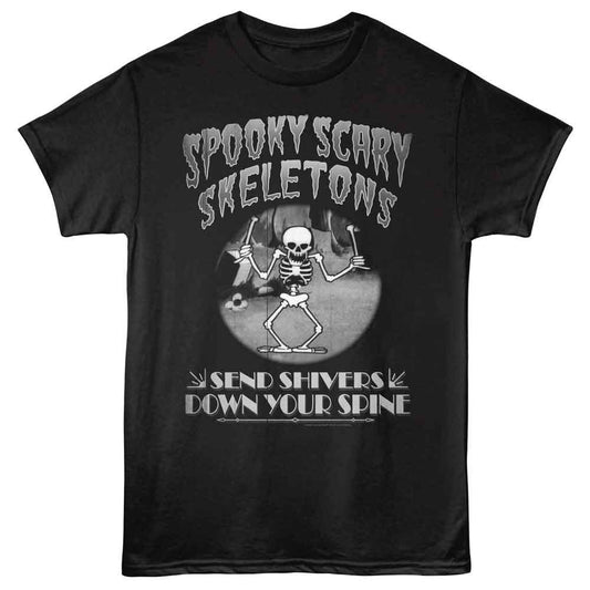 Spooky Scary Skeletons - Old Film Intro - American Classics - Front Print Black Adult Short Sleeve T-Shirt