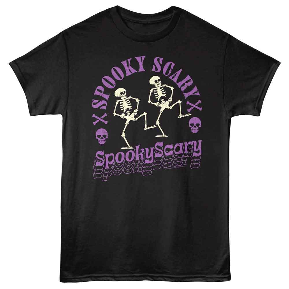 Spooky Scary Skeletons - Purple Dance - American Classics - Front Print Black Adult Short Sleeve T-Shirt