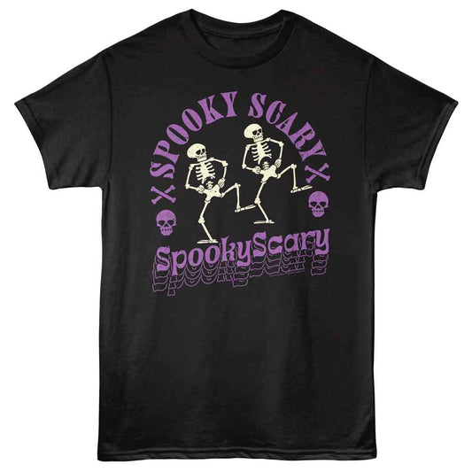 Spooky Scary Skeletons - Purple Dance - American Classics - Front Print Black Adult Short Sleeve T-Shirt