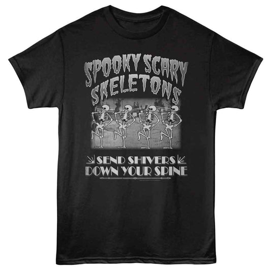Spooky Scary Skeletons - Old Film Quartet - American Classics - Front Print Black Adult Short Sleeve T-Shirt