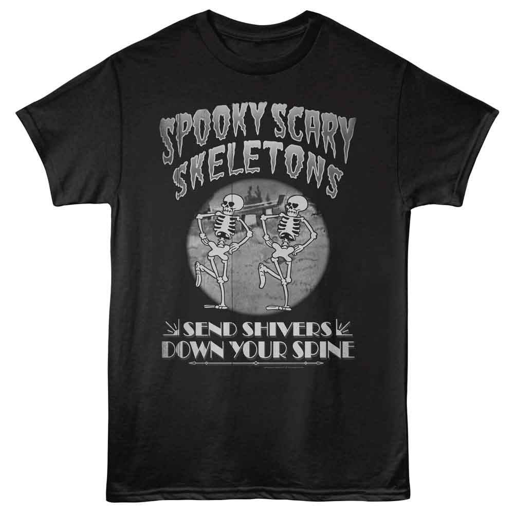 Spooky Scary Skeletons - Old Film Duet - American Classics - Front Print Black Adult Short Sleeve T-Shirt