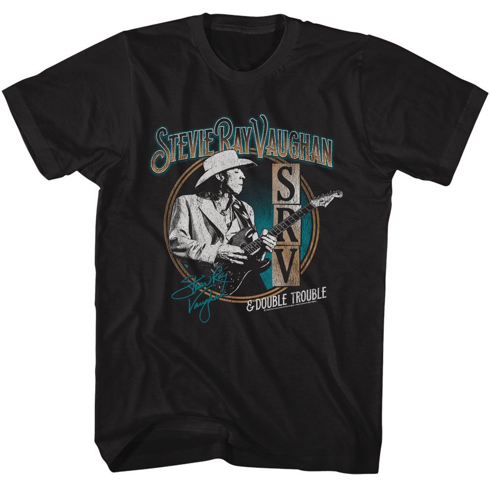 Stevie Ray Vaughan - And Double Trouble - American Classics - Solid Black Adult Short Sleeve T-Shirt