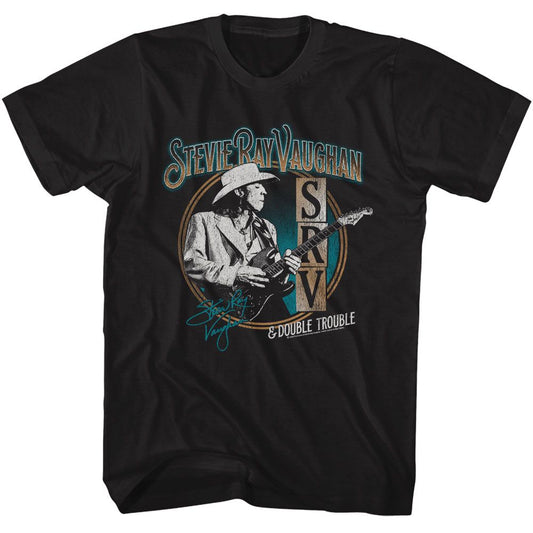 Stevie Ray Vaughan - And Double Trouble - American Classics - Solid Black Adult Short Sleeve T-Shirt