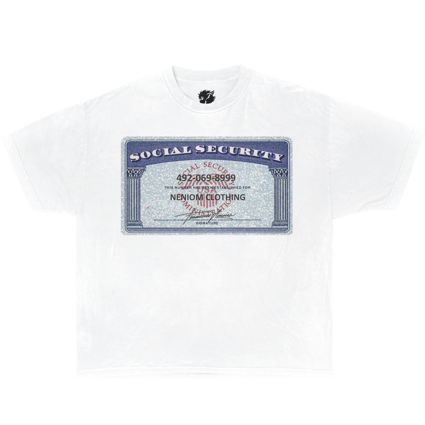 Neniom Social Security Card Boxy Shirt Streetwear Y2K Vintage Fashion
