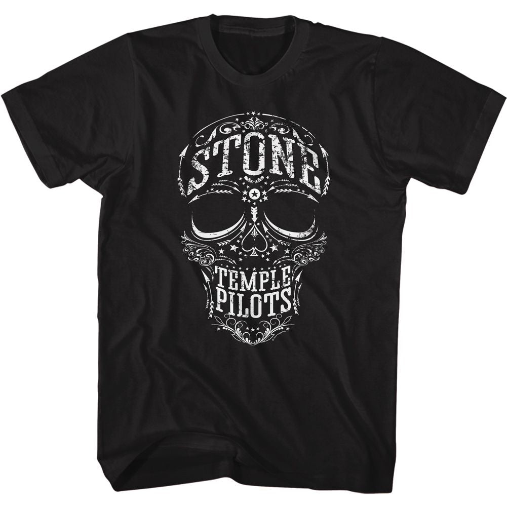 Stone Temple Pilots - Skull - American Classics - Solid Black Adult Short Sleeve T-Shirt