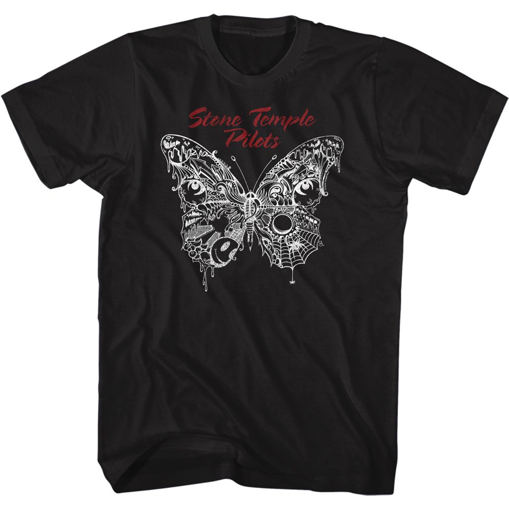 Stone Temple Pilots - Butterfly - American Classics - Solid Black Adult Short Sleeve T-Shirt