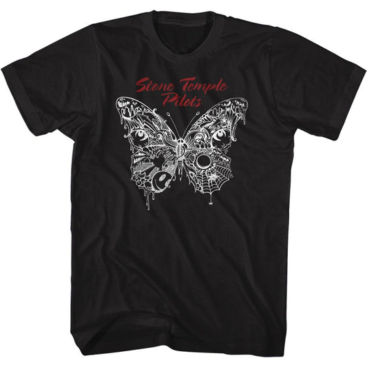 Stone Temple Pilots - Butterfly - American Classics - Solid Black Adult Short Sleeve T-Shirt