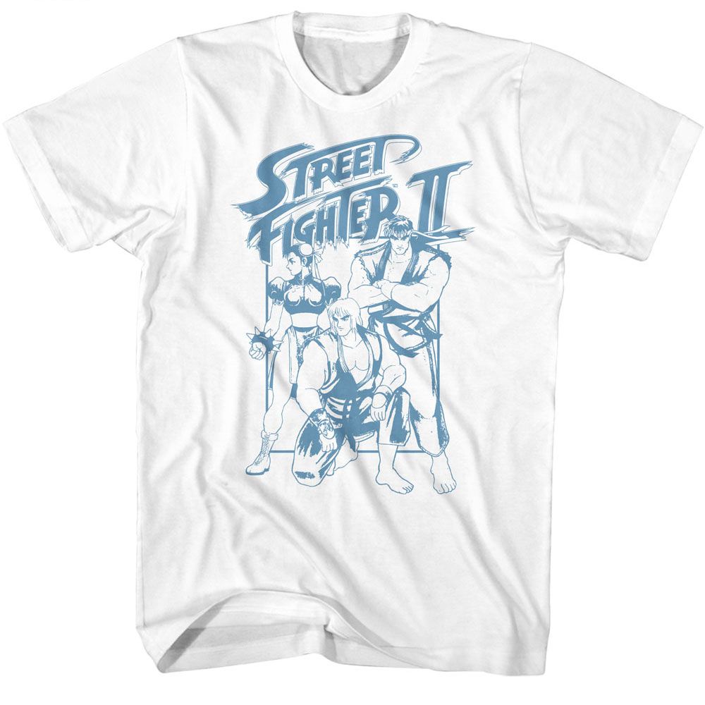 Street Fighter - Ryu Ken And Chun Li Box - American Classics - Solid White Adult Short Sleeve T-Shirt