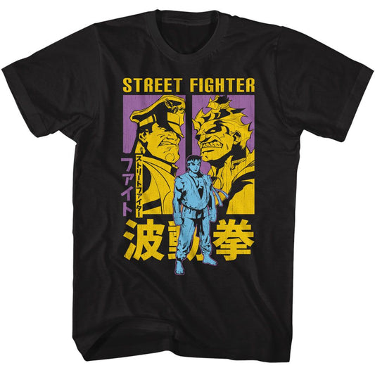Street Fighter - Ryu Akuma And M Bison - American Classics - Solid Black Adult Short Sleeve T-Shirt
