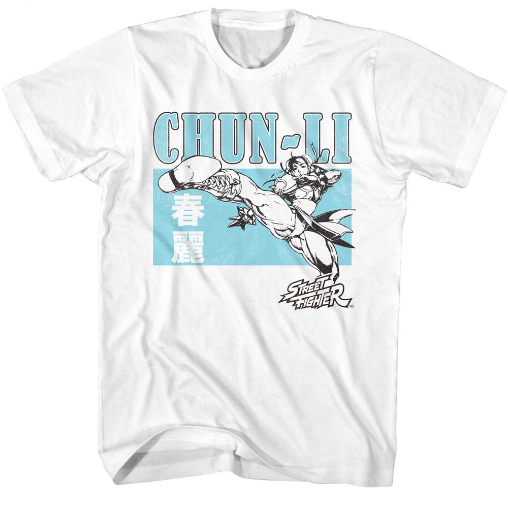 Street Fighter - Chun Li Character Block - American Classics - Solid White Adult Short Sleeve T-Shirt