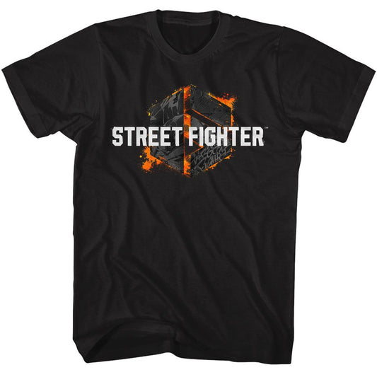 Street Fighter - Grafitti Logo - American Classics - Solid Black Adult Short Sleeve T-Shirt