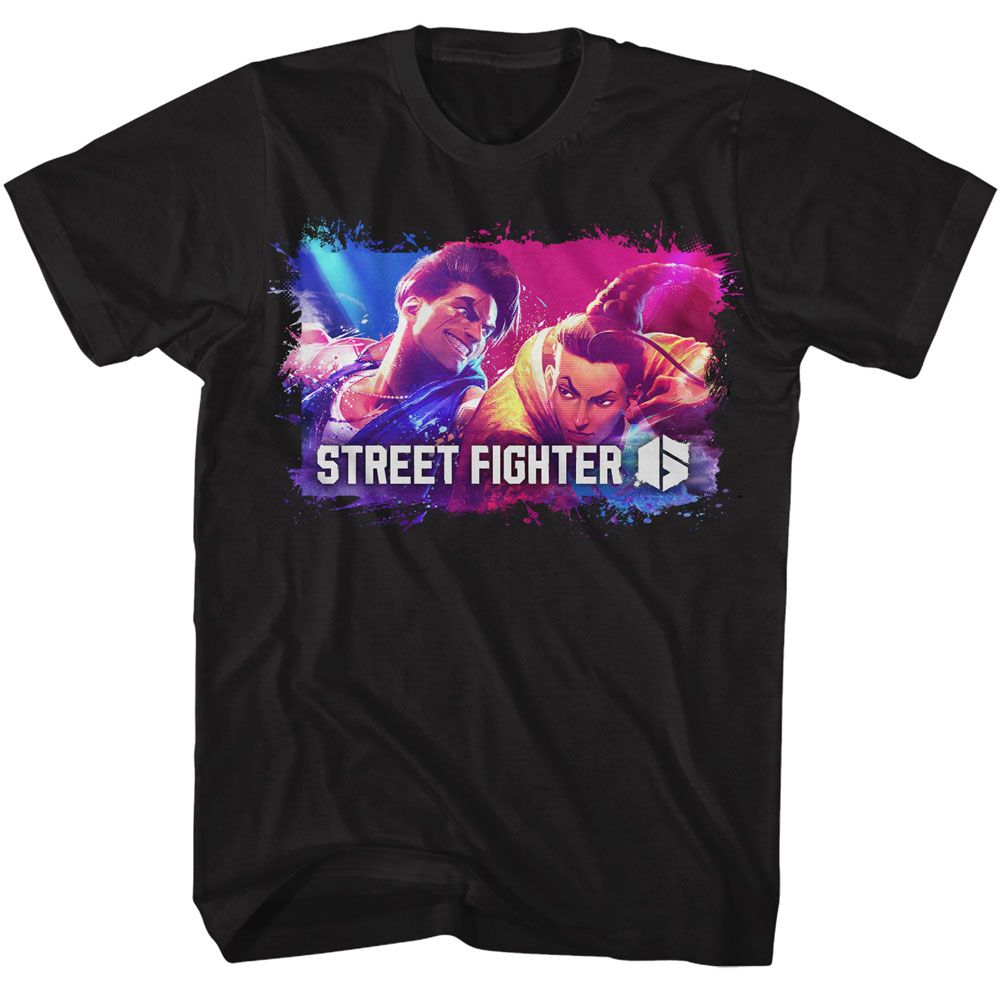 Street Fighter - Splatter Box - American Classics - Solid Black Adult Short Sleeve T-Shirt