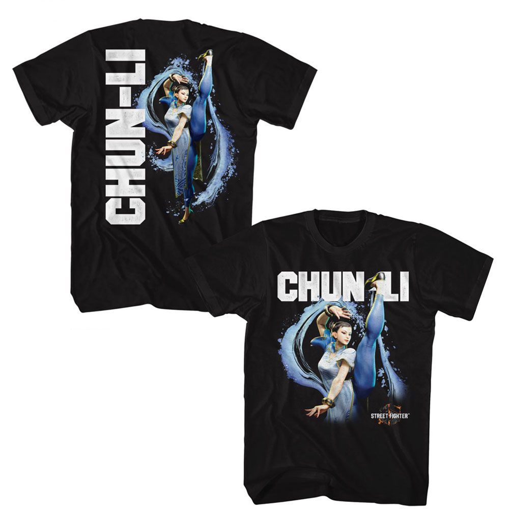 Street Fighter - Chun Li Character - American Classics - Solid Black Adult Short Sleeve T-Shirt