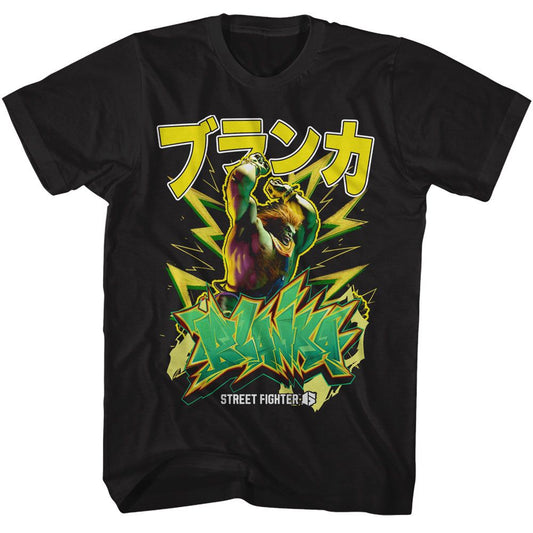 Street Fighter - Blanka Graffiti - American Classics - Solid Black Adult Short Sleeve T-Shirt