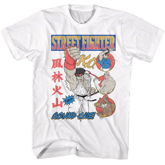 Street Fighter - Round One Comic Wo White - American Classics - Solid White Adult Short Sleeve T-Shirt