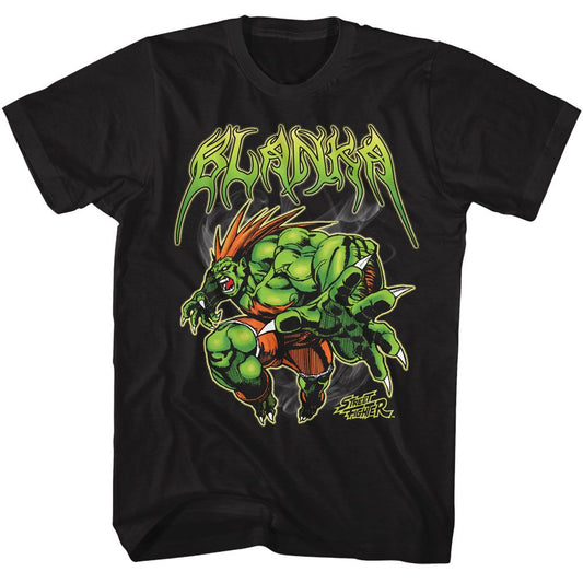 Street Fighter - Blanka Metal - American Classics - Solid Black Adult Short Sleeve T-Shirt