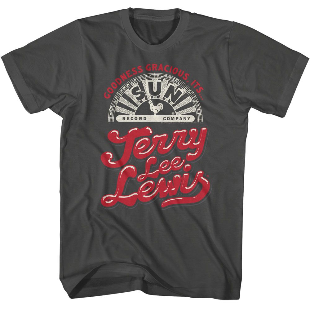 Sun Records - Jerry Lee Lewis Goodness Gracious - American Classics - Solid Gray Adult Short Sleeve T-Shirt