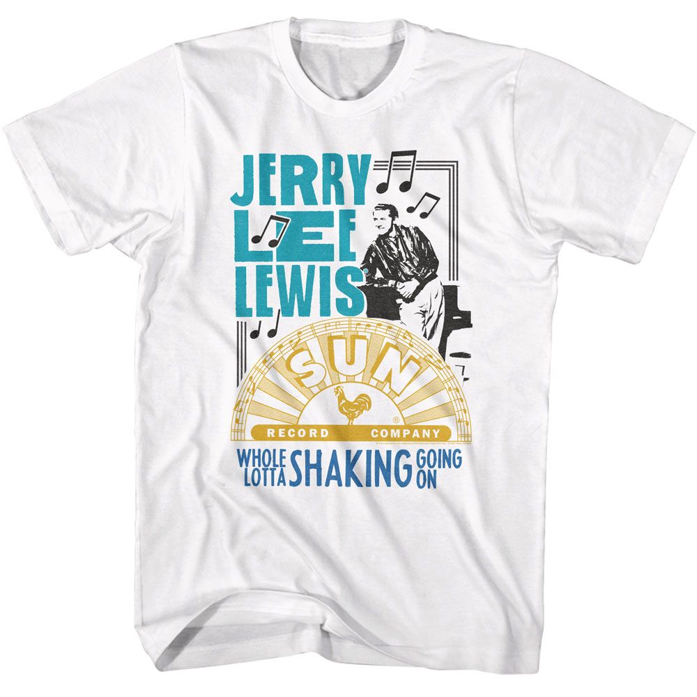 Sun Records - Jerry Lee Lewis Whole Lotta Shaking - American Classics - Solid White Adult Short Sleeve T-Shirt