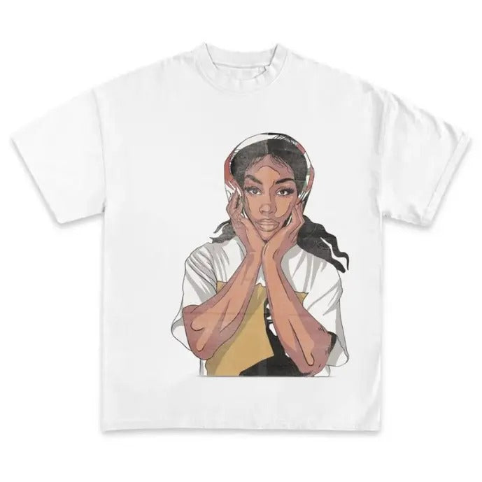 SZA Face Vibrant Graphic T-Shirt