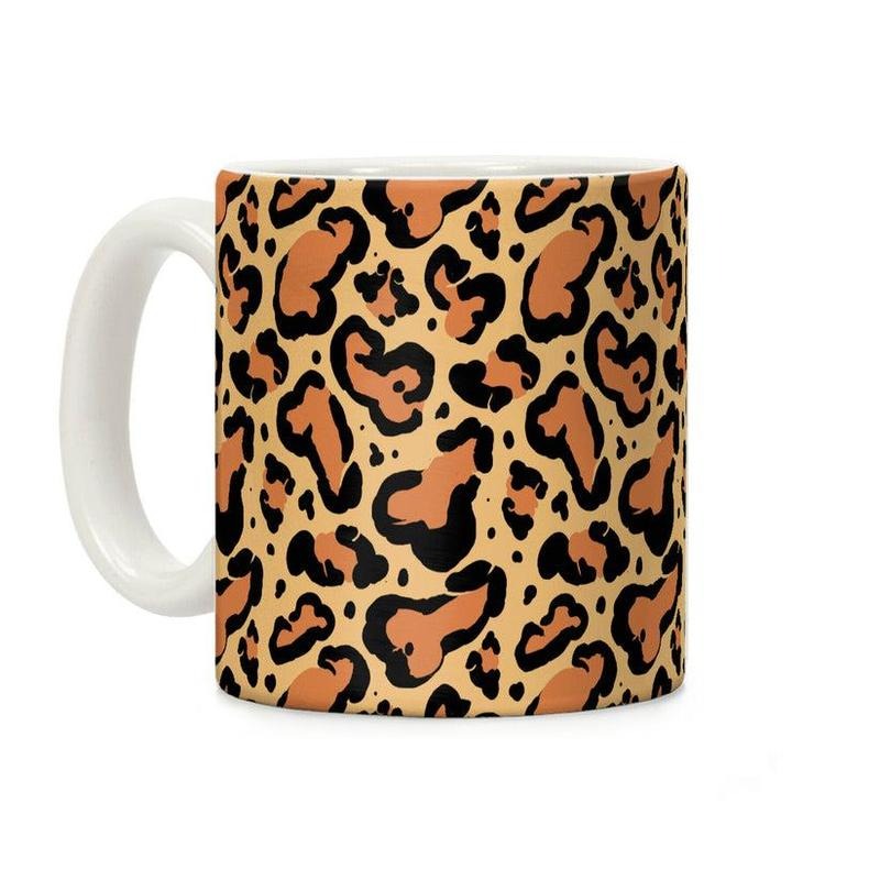 [Sale Up to 50% ] Leopard Print Penis Pattern Coffee Mug,  11 oz or 15 oz Ceramic Drinkware with Large Handles, Printed in the USAstyle{n002}2