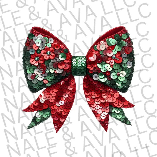 Santa Sequin Bow DTF Transfer ONLY