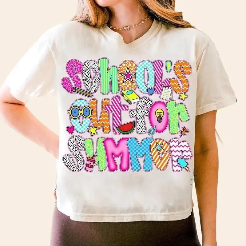 School's Out for Summer Shirt for Women Preppy Teacher Last Day of School Gift Unisex Premium 100% Cotton