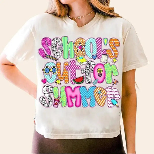 School's Out for Summer Shirt for Women Preppy Teacher Last Day of School Gift Unisex Premium 100% Cotton