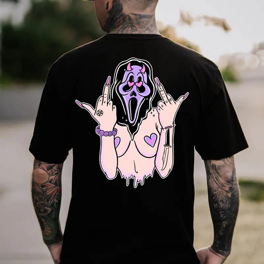 Scream Funny Expression with Na.ked Body Black Print T-shirt, Sweatshirt, Hoodie,  Oversized S-5Xl, Unisex Shirt, Today shirt, Love shirt, Retro Unisex, Life shirt, Merch gift, Short Sleeve Graphic, Naughty Clothes Men Cotton Fabric Menswear Classic