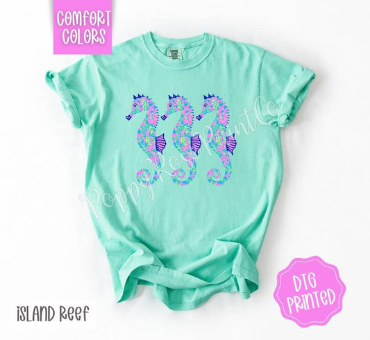 Seahorse Trio Comfort Colors Tshirt, Cute Beach Shirt, Trendy Summer Tee, Gift for Her