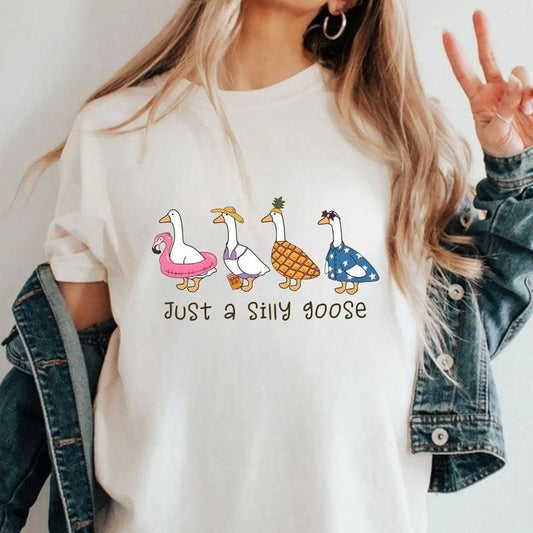 Silly Goose Summer Shirt, Silly Goose Shirt, Just A Silly Goose Beach Shirt, Funny Summer Design, Summer Vibes, Summer Goose Shirt, Goose Lover Shirt, Summer Shirt, Gift For Mom, Gift For Her