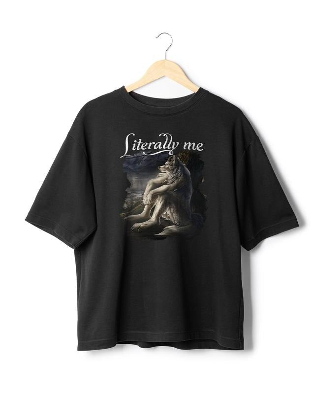 Sitting wolf shirt literally me funny meme tshirt grunge clothing aesthetic Emo Sigma silly animal mental health month  T-shirt, sweater and Hoodie