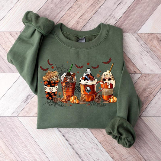 Skeleton Coffee Cups Sweatshirt, Coffee Cups Sweatshirt, Skull Coffee Cup Sweatshirt, Skeleton Halloween Sweatshirt, Coffee Lover Sweatshirt