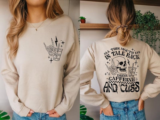 Skeleton Coffee Sweatshirt Retro Halloween Sweater Skull Caffeine Shirt Skeleton Hand Halloween Hoodie TK43GD