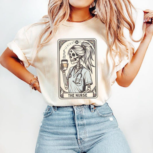 Skeleton Nurse Shirt, Nurse Tarot Card T-shirt, Halloween RN Tee, Funny Gift for Nurse, Spooky Nurse, Future Nurse Graduation Gift