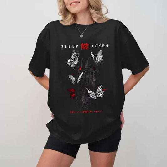Sleep Token Butterflies Band Logo T-shirt, Gift For Fan T-Shirt, Unisex Cotton For Men Women